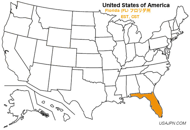 アメリカ合衆国　フロリダ州の地図
