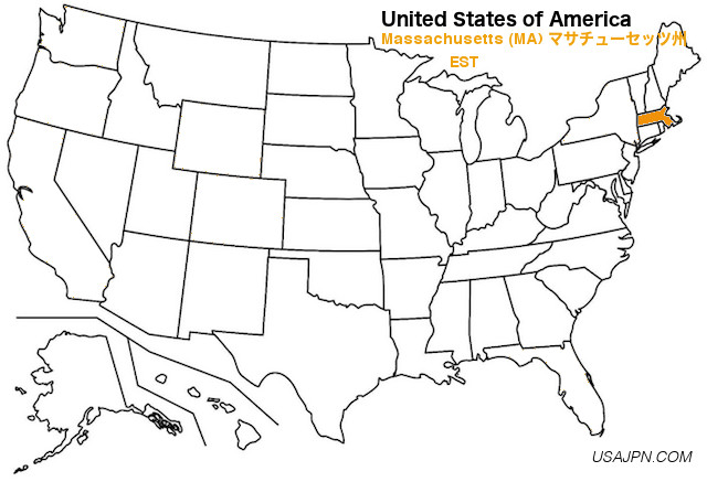 アメリカ合衆国　マサチューセッツ州の地図
