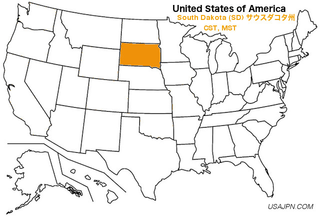 アメリカ合衆国　サウスダコタ州の地図