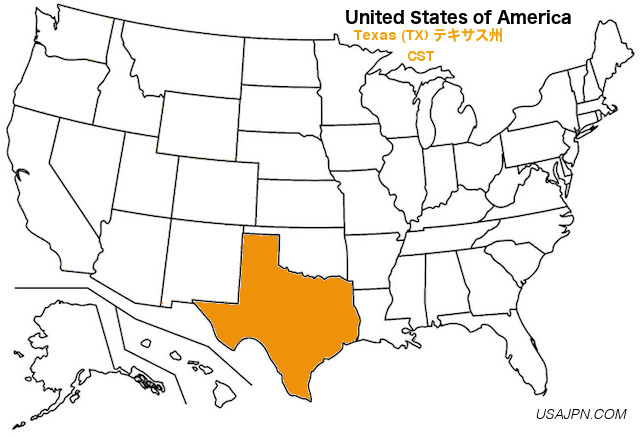 アメリカ合衆国　テキサス州の地図