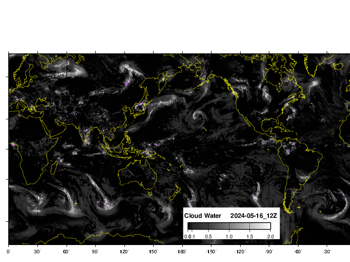 NOAA GFS  雲水量　グローバル