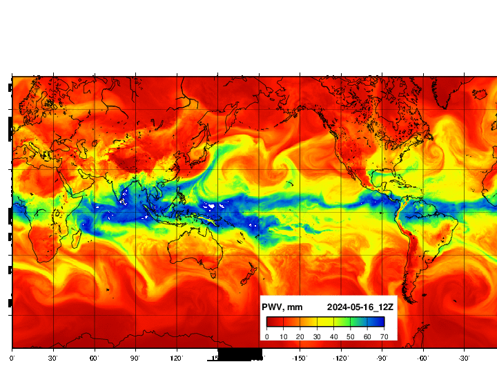 NOAA GFS 可降水量　グローバル