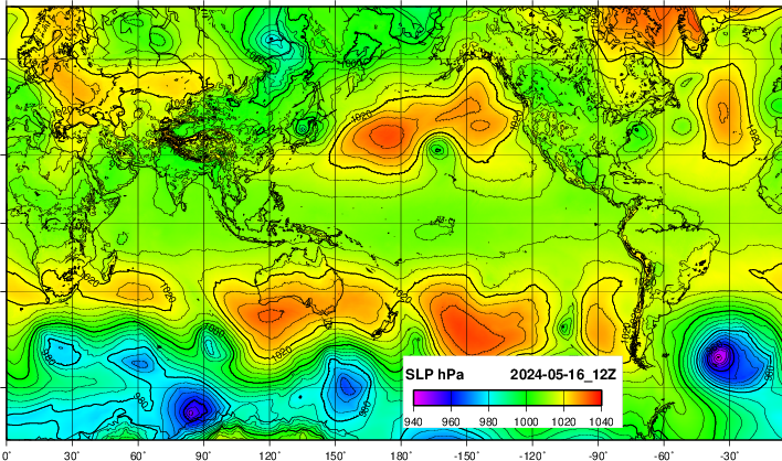 NOAA GFS 気圧プロット