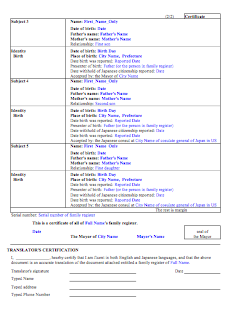 戸籍謄本の英訳