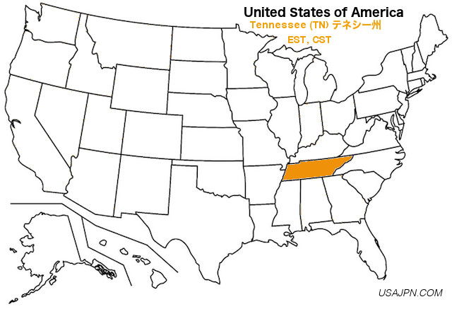 アメリカ合衆国　テネシー州の地図