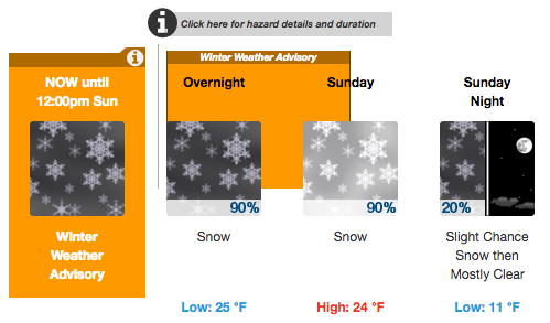 NOAA 注意報の例 Advisory Winter Weather