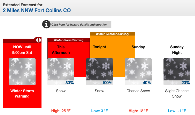 NOAA Winter Storm Warning 風雪警報