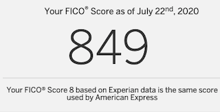 アメリカの FICO スコアで849達成