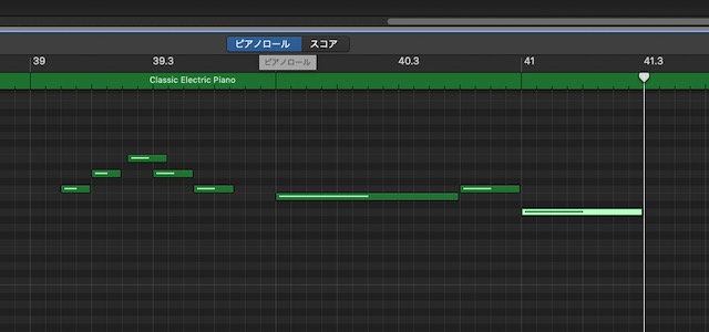 Garage Band Mac ピアノロール表示