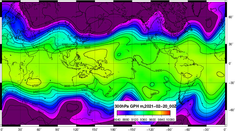 高層 300hPa ジオポテンシャル高マップ