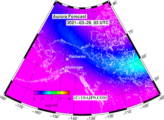 アラスカ州のオーロラ予報マップ