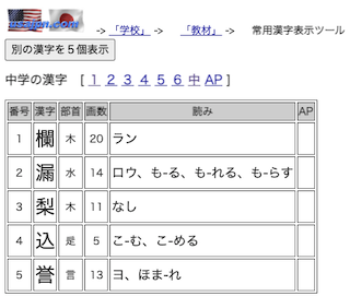 常用漢字 小１〜中学 表示ツール