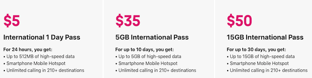 T Mobile Data International Pass 価格