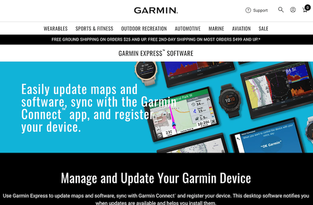 地図を更新した Garmin のポータブルナビ