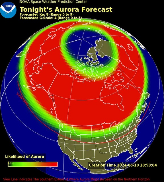 オーロラ 2024年5月10日から北米で見える可能性