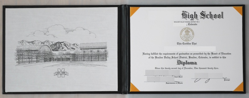 アメリカの高校の卒業証明書