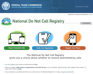 national do not call registry 迷惑電話の防止