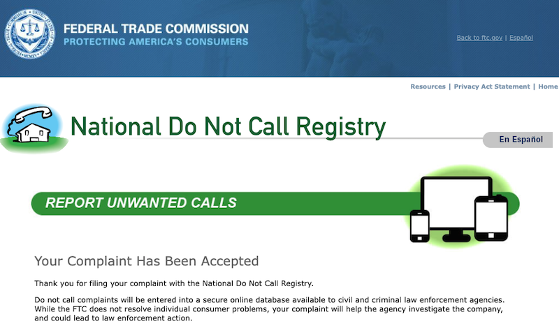 national do not call registry 迷惑電話の防止