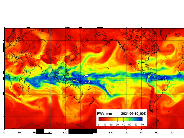 NOAA GFS 可降水量　グローバル