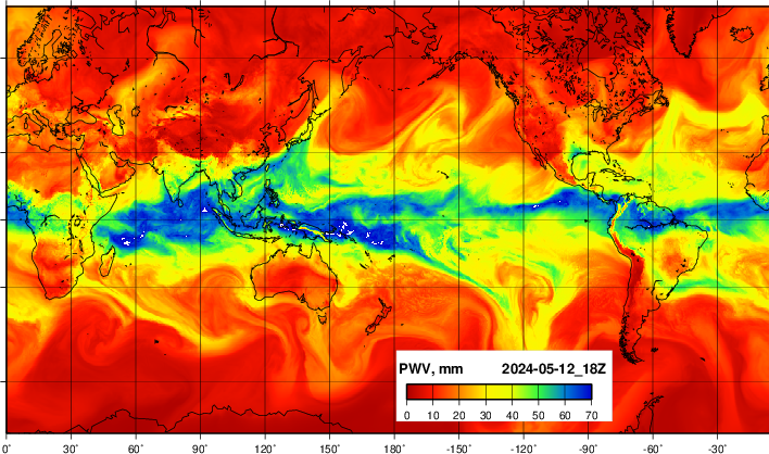 NOAA GFS 水蒸気分布プロット