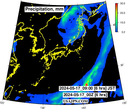NOAA GFS 降水量予報　日本域